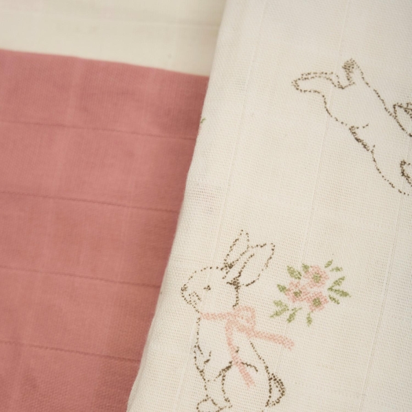 Pippi  Muslin Cloth (3-pack), Rosa - Bilde 3
