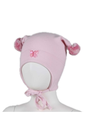 KIVAT Vårlue m/vindstopper, Rosa/Sommerfugl
