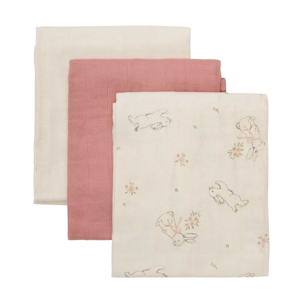 Pippi  Muslin Cloth (3-pack), Rosa