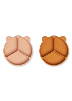 Liewood Stacy Divider Suction Plate 2-Pack, Mustard/Tuscany Rose
