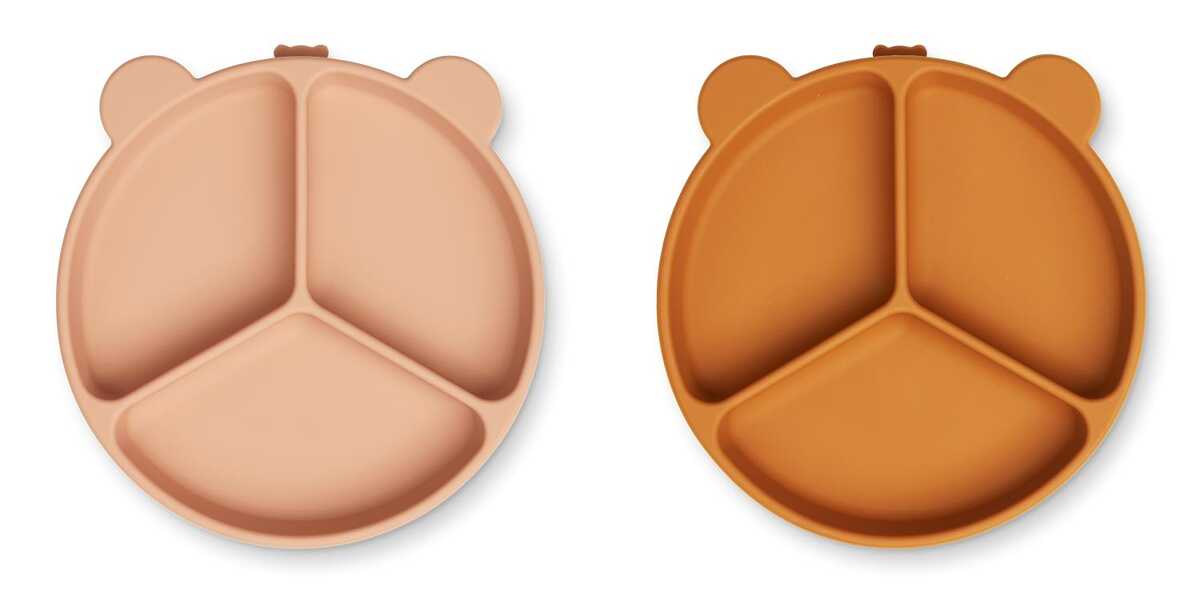 Liewood Stacy Divider Suction Plate 2-Pack, Mustard/Tuscany Rose