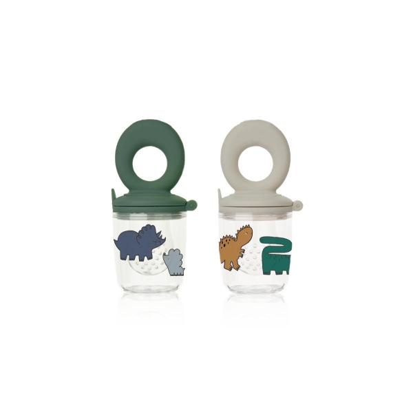 Liewood Miranda Printed Food Feeder 2-Pack, Dinosaurs / Mist