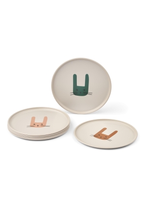 Liewood Remco Plate 6-Pack, Bunny / Sandy