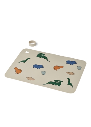 Liewood Jude Printed Placemat, Dinosaurs / Mist