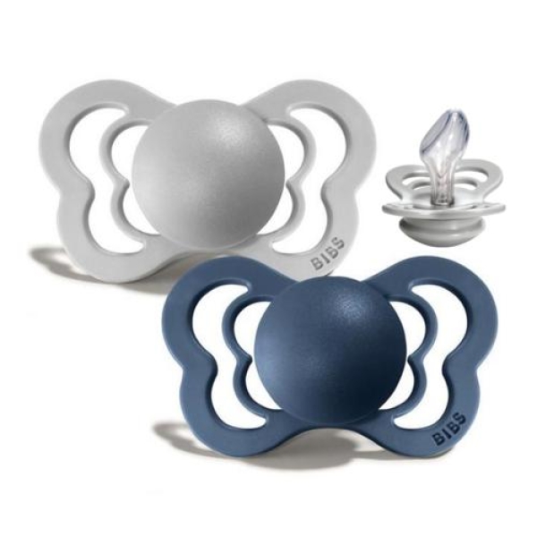 Bibs Couture - Cloud & Steel Blue Silicone