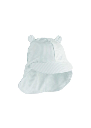 Liewood Senia Seersucker Sun Hat With Ears, Stripe Pure sky