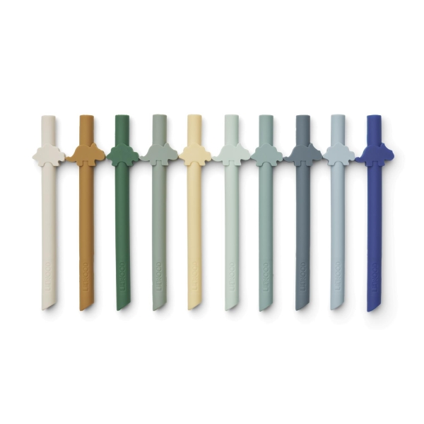 Liewood Badu Straw 10-Pack, Dino/Surf blue multi mix