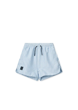 Liewood Aiden Seersucker Board Shorts, Stripe