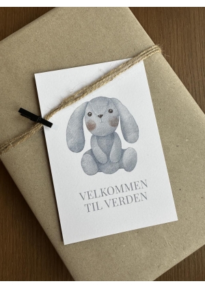 Kort | Velkommen til verden, Blå bamse | 10x15cm