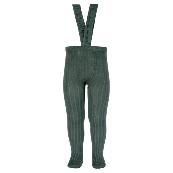 Condor, Rib Tights With Elastic Suspenders Pine 795