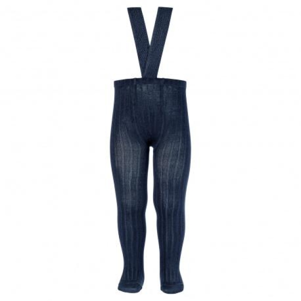 Condor, Rib Tights With Elastic Suspenders Pine, Navy